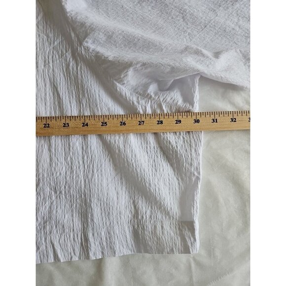 Levi's Blouse Womens 3X White Seersucker Boxy 3/4 Sleeve Slouchy Button Oversize - Picture 4 of 16